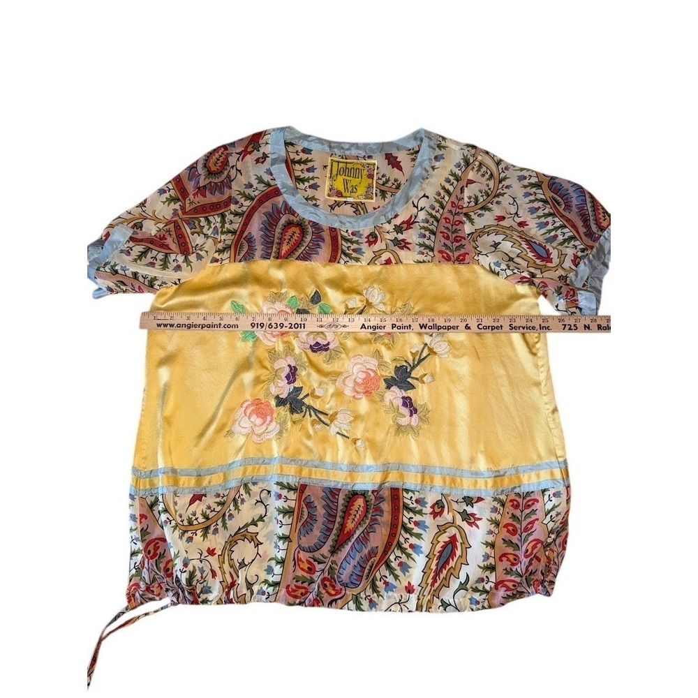 Johnny Was Blouse Womens Plus 2XL Multicolor Paisley Embroidered Side Tie boho - Picture 5 of 8